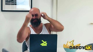 Daddy4k. Big Tits teenie chick cheats on her boyfriend with his stepdaddy in front of him