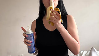 Banana Dessert Before a Long Juicy Blowjob