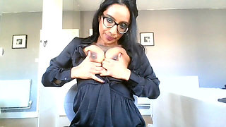 Specsy Librarian JOI and Cum on Tits