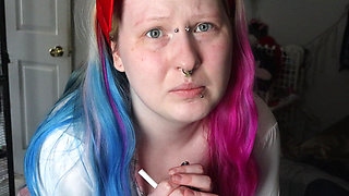 Stepdaddys Lil Slut Gets Caught Smoking