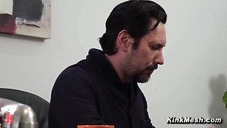 Boss ties up and rough fucks maid