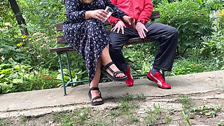 Mature Stepmom Milks My Dick Outdoors in the Park