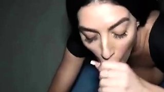 Cross-Eyed Brunette's Deepthroat Blowjob
