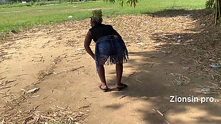 African Ebony Sexy Black Girl Dances in Public with Laughter