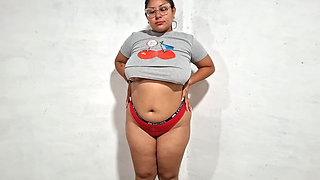 Big Breast Latina Bounces Around in Her Underwear