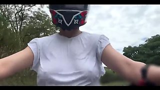 Huge Tits Latina Picked Up My Favorite Client Without a Bra and Touched My Big Melons Again