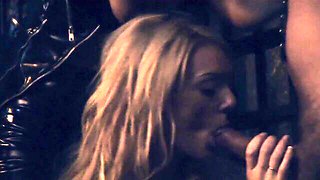 Blonde Domme Teases Harnessed Man In Dungeon