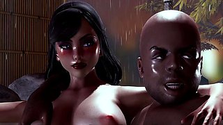 Foxy 3D Superwoman bounces up and down on a cock