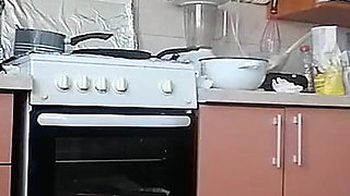 Hot Wife Prepares Naked Food in the Kitchen