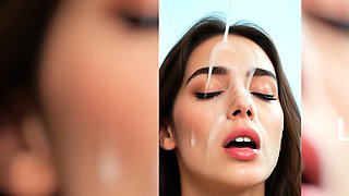 Double Blowjob with a Hot Brunette