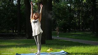 Sexy Russian Girl Smoking Cigarette Relaxed Outdoors