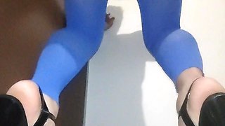 Blue lingerie solo crossdresser