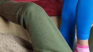 Ballbusting and Cock Trampling in Cute Socks and Leggings, Femdom Jozi Trample