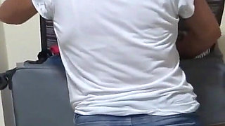 My Wife on Vacation at the Beach Cheats on Me with Her Boss, She Masturbates, Cum on Her Hairy Pussy