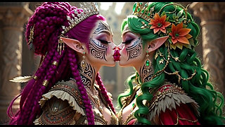 Beautiful Elves Princess Kissing, Ai Animation