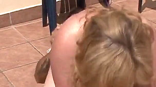 The German granny gets her shaved pussy penetrated by her out-door lover as a spectator witnesses the exciting moment