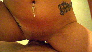 Watch my big clit swell up riding his huge uncut cock shot from his point of view with my bra on