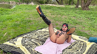 The Hottest Outdoor Anal Sex with a Sexy Outfit!