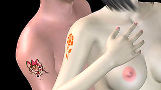 Animated 3D Porn - Beautiful Girl and Asian Man Romantic Foreplay