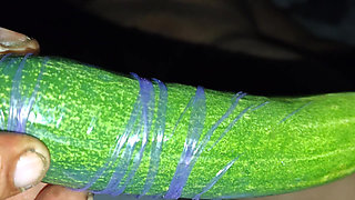 A Long, Thick Cucumber in a Hot Desi Bhabhi's Hot Pussy