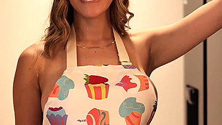 Horny Beautiful Maid Shoves a Thick Cucumber Into Her Tight Pussy in Her Boss's Kitchen