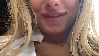Tattooed Blonde with Big Tits and Hairy Pussy Masturbates in Mcdonald’s Toilet Then Double Fingers Herself to Orgasm