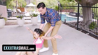 Tiny skater Kalani Luana comes home from the park craving her stepdad's big cock