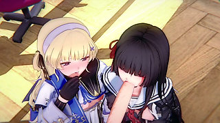Wuthering Waves- Chisa X Phoebe FFM Rough Sex BDSM - 3D Hentai Animations