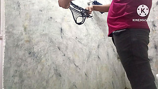 The boy come to have shower