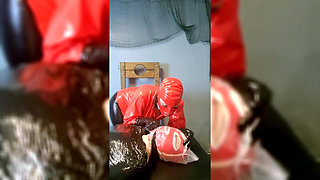 Extreme Breathplay on Mummified Slave in Latex