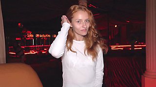 Redheaded vixen Licialucci devours Peter's stallion while her perky naturals jiggle in ecstasy