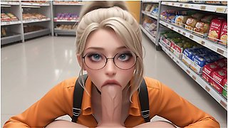 Ai Generated - Horny Supermarket Cashier Fucks Customer After Closing