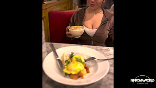 Unknown girl from the park eats and I give her cum on her face