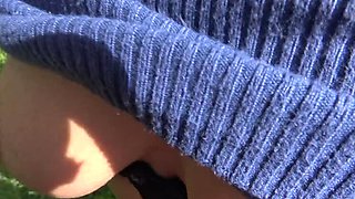 Amateur Stepmom Susan lets a stranger cum on her hairy pussy in public
