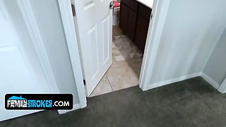 Ashley charges brother for a bj after catching him snooping in the bathroom