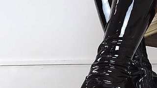 Shoeplay in Extreme High Heel Thigh High Boots and Pantyhose (shoe Collection) - Dame Olga
