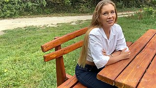 Public ! Catching A Girl On The Park And Fucking Her Tigth Ass On The Car