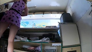 Glorious cougar got privately recorded at work by her kinky manager