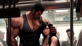 Big Titty Tifa LOVES making new friends on the train!
