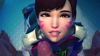 D.va Beach Morning Anal Sex & Night Sloppy Blowjob Facial - Overwatch 3D Animation
