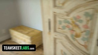 Teamskeet labs - successful neighbor oils up and fucks his fit latin lady next door in the backyard