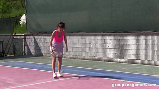 Horny Mixed Double Tennis Match