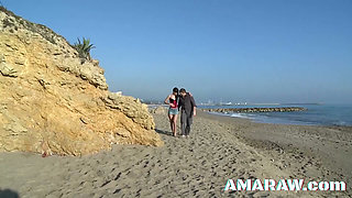 Teen slut Carol Vega fucked  doggy style after a blowjob by the beach
