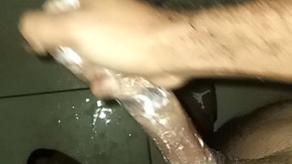 Small fart man's cock in the shower