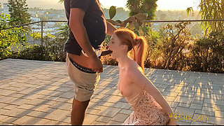 Ginger Bunny Caught Sunset Fucking and Deepthroat On Patio