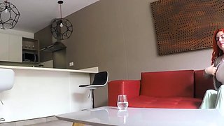 Redhead LATINA 18YO was nervous on camera