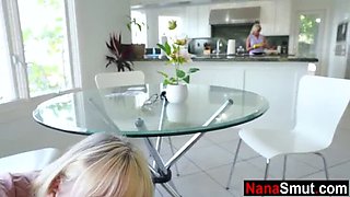 Step Nana and Her Best Friend Give Hot Blowjobs to Young Stepgrandson