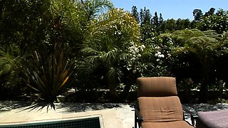 Man fucks outdoors busty brunette and hot redhead