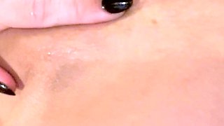 Blonde cumshot amateur MILF POV jerking in the kitchen