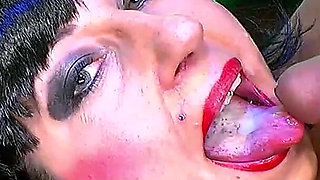 Nasty Bukkake Slut Swallows Multiple Loads and Takes Facials